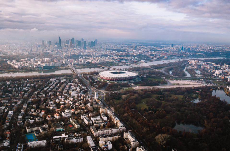 A flight over Warsaw